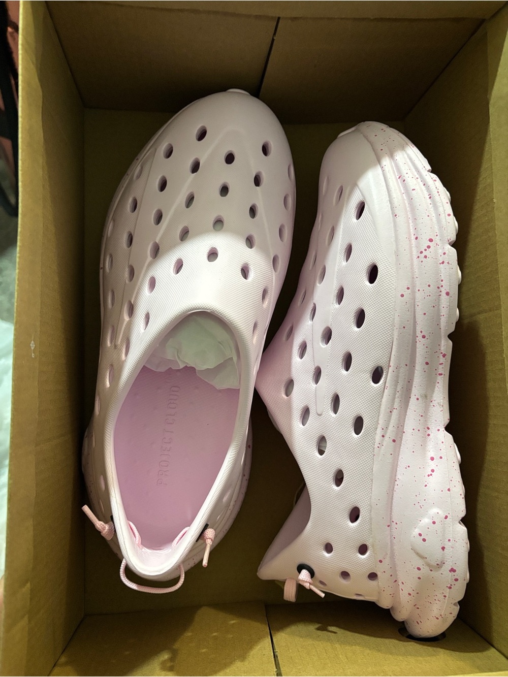 Light Pink Slip-On Foam Clogs with Speckled Sole